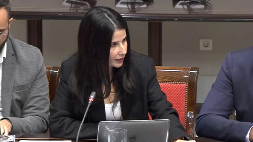 La presidenta del Grupo Parlamentario ASG, Melodie Mendoza, interviene en la comisión de Sanidad del Parlamento de Canarias
