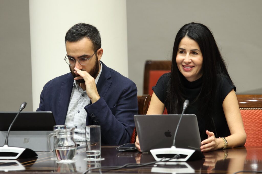 La presidenta del Grupo Parlamentario ASG, Melodie Mendoza, durante una intervención en la Cámara autonómica